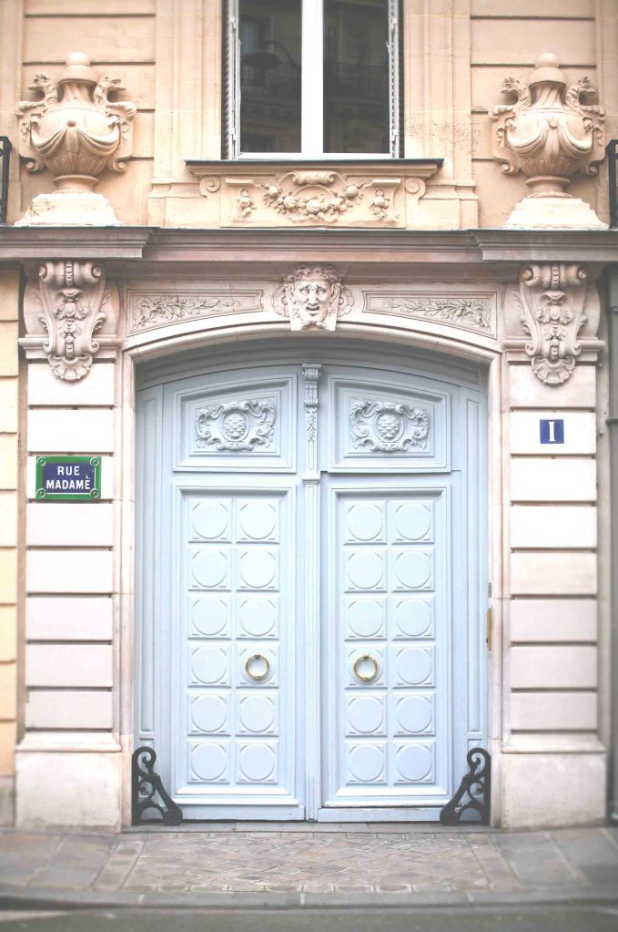 Blue pastel door, rue Madame in Paris