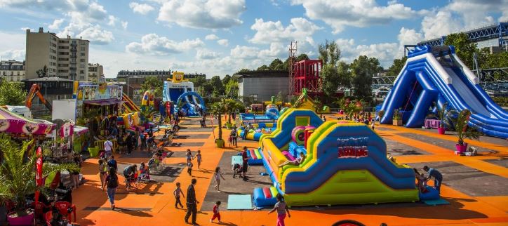 An inflatable amusement park in Paris