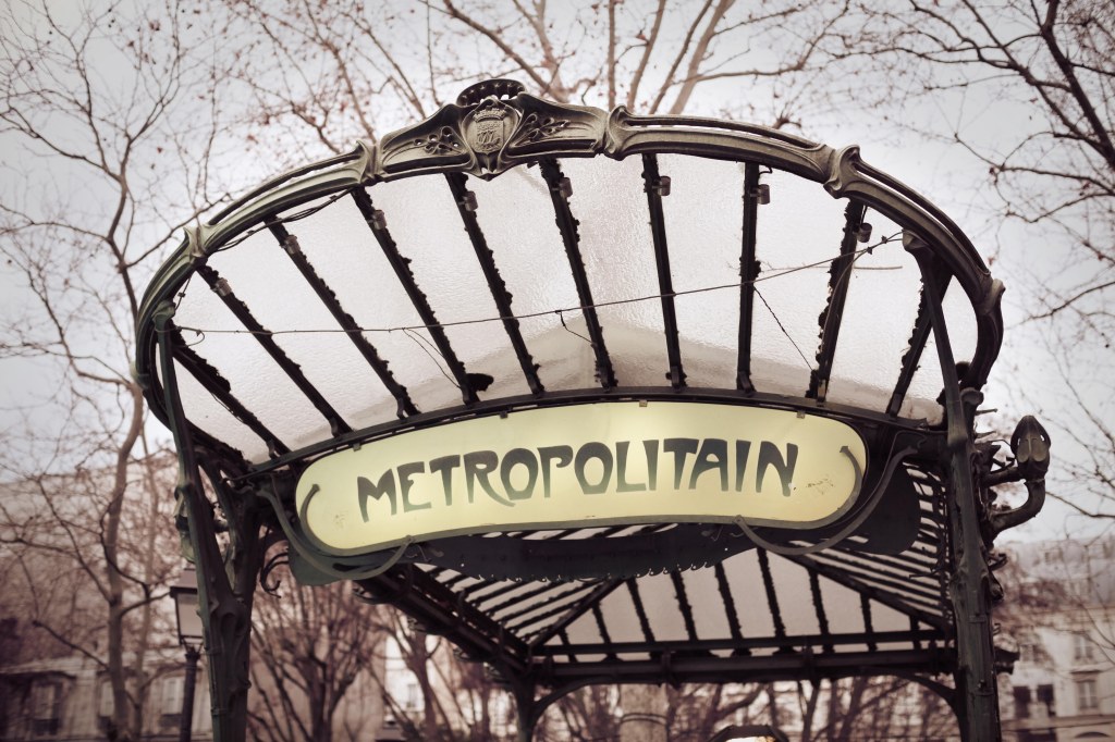 the metro entrance at abesses station of paris